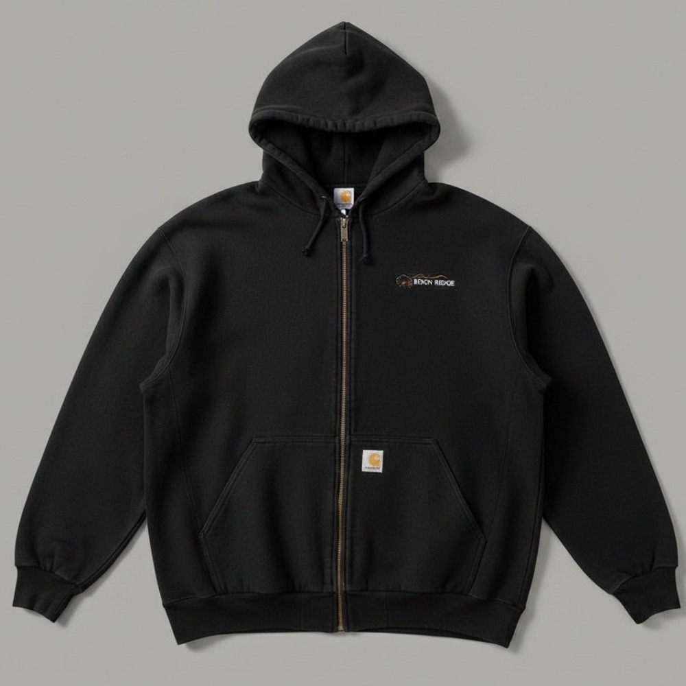 Carhartt Thermal Lined Zip Hoodie Mens Medium Black Loose Fit Full Zip